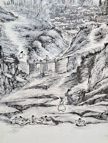 진양성외의 병풍중 부분도 / 소정 변관식 