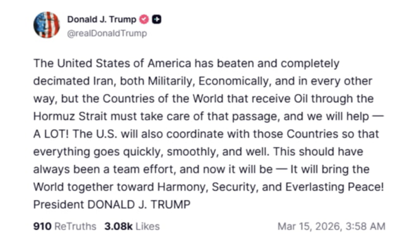 트럼프 미국 대통령의 트루스소셜 캡처