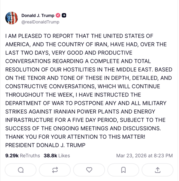 트럼프 미국 대통령의 '트루스소셜' 캡처