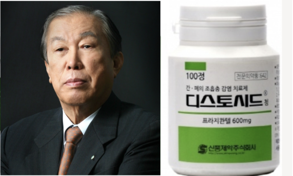 한국형 '프라지콴텔'을 개발한 신풍제약 창업주 고 장용택 회장(왼쪽).